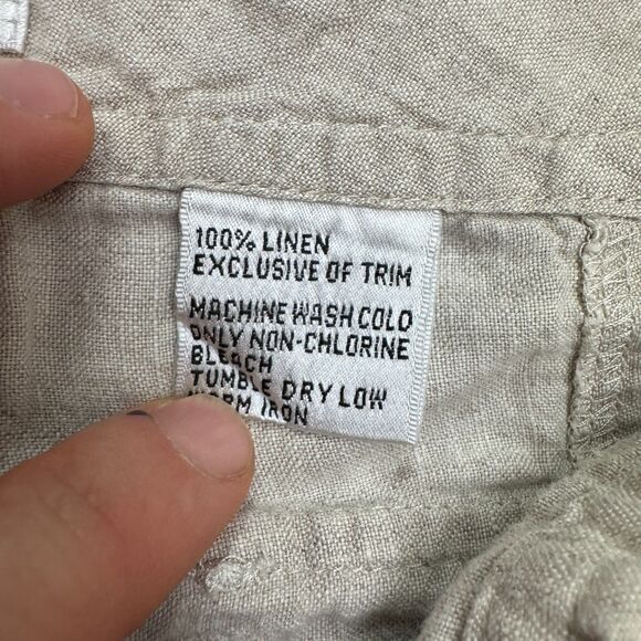 Talbots Irish Linen Wide Leg Cargo Pants Womens 18 Beige High Rise Boho 36x33 - Picture 6 of 13